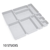StorageMart plastic Interlocking Cutlery Drawer Desk Organizer (Dark White) - Set of 10 - StorageMart